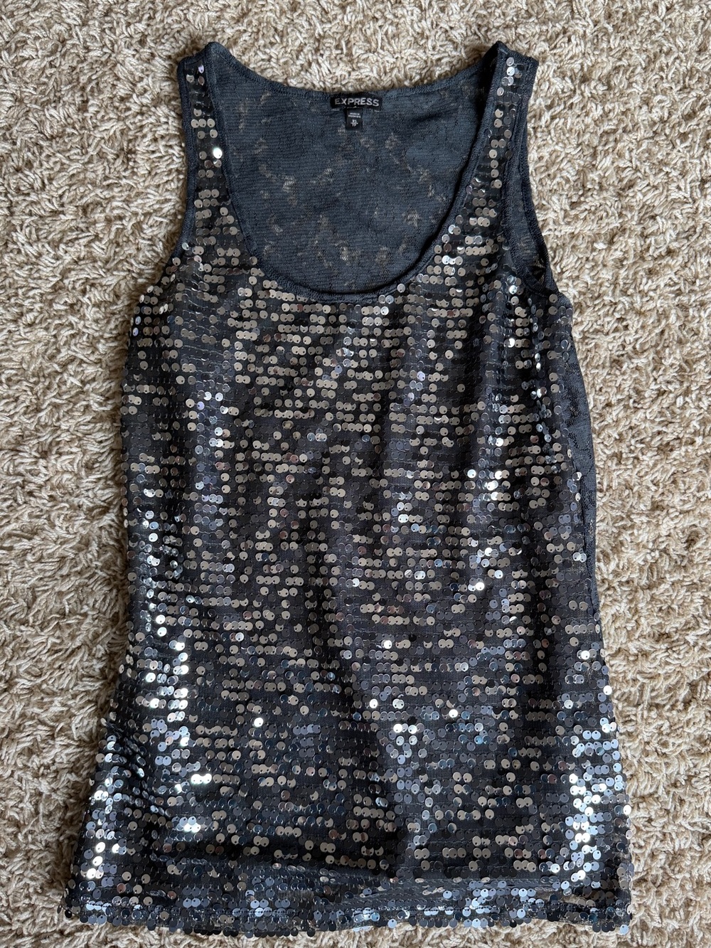 Express Black Sequin Tank Top